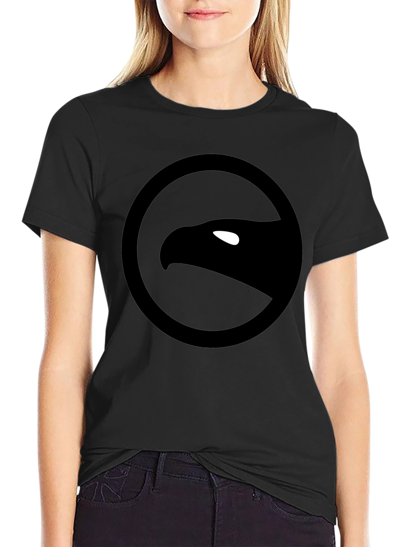 Camiseta Negra con Logo de Águila Circular