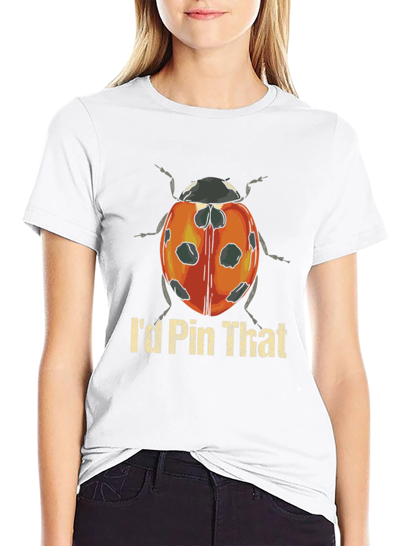 Camiseta Negra con Diseño de Mariquita