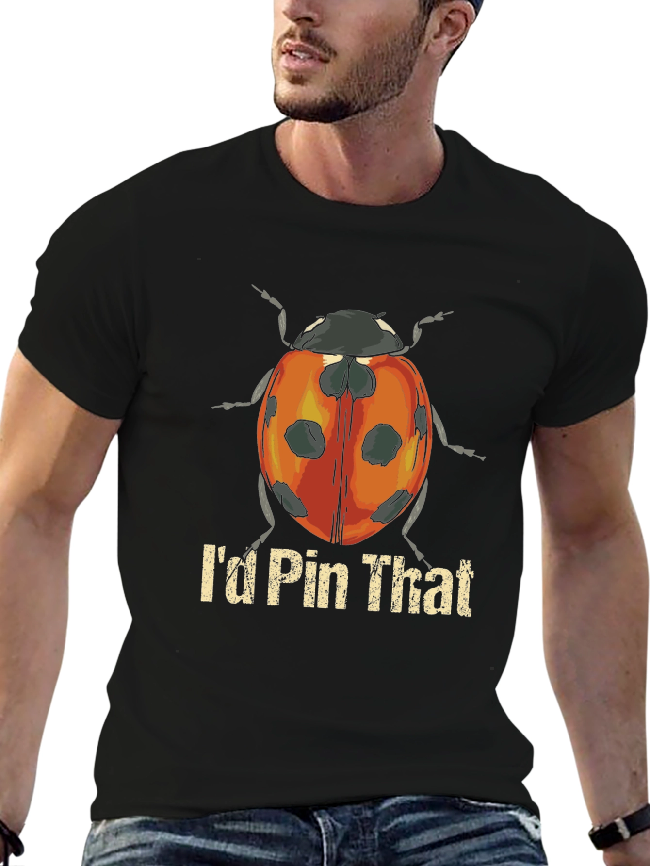Camiseta Negra con Diseño de Mariquita