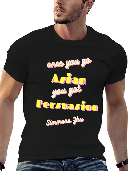 Camiseta Negra con Diseño Gracioso Asian Persuasion