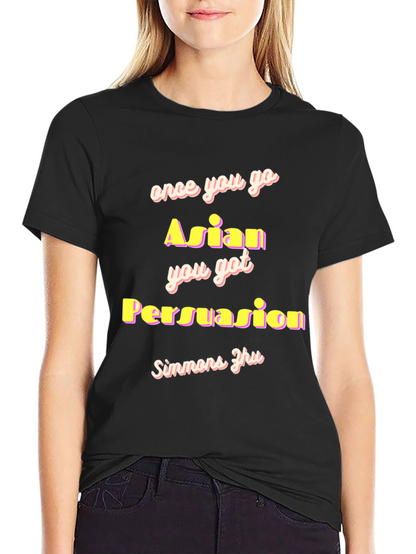 Camiseta Negra con Diseño Gracioso Asian Persuasion