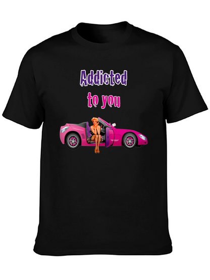 Camiseta Negra Addicted to You con Coche Rosa