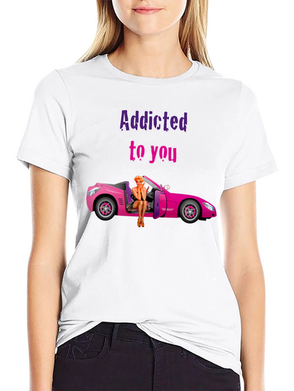 Camiseta Negra Addicted to You con Coche Rosa