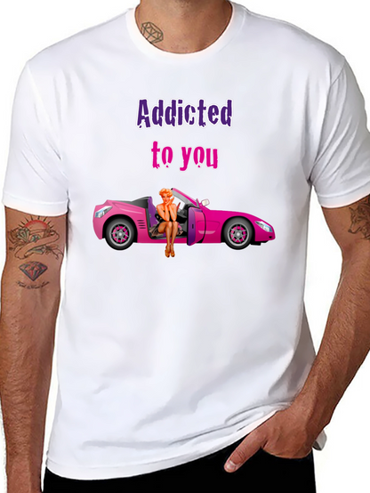 Camiseta Negra Addicted to You con Coche Rosa