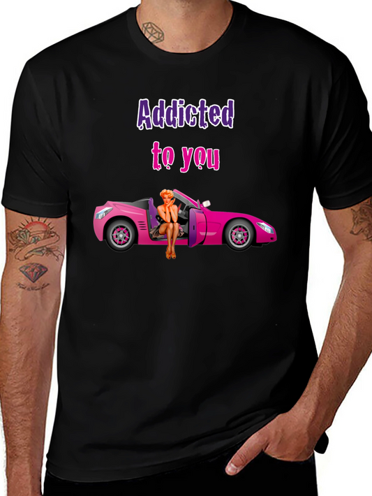 Camiseta Negra Addicted to You con Coche Rosa