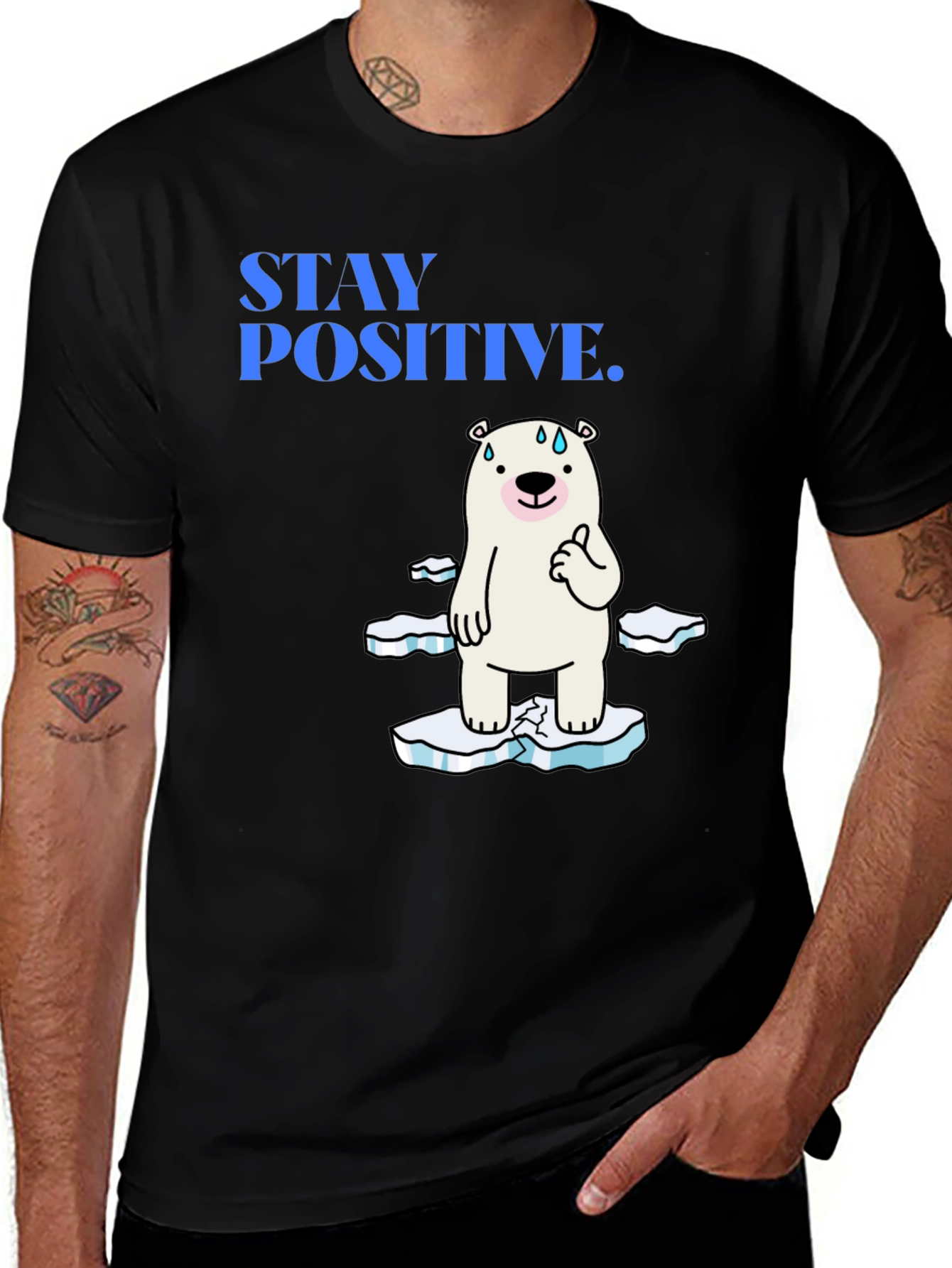 Camiseta Negra Stay Positive Oso Polar