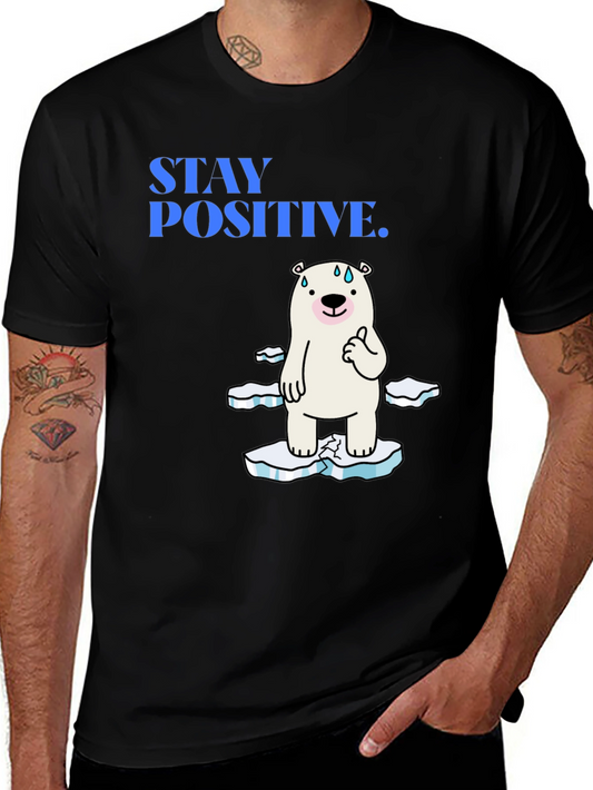 Camiseta Negra Stay Positive Oso Polar