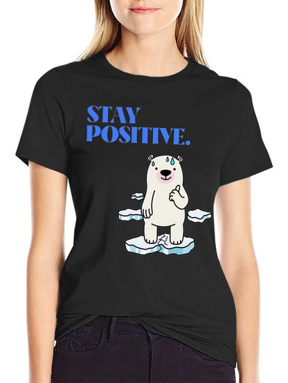 Camiseta Negra Stay Positive Oso Polar