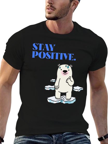 Camiseta Negra Stay Positive Oso Polar