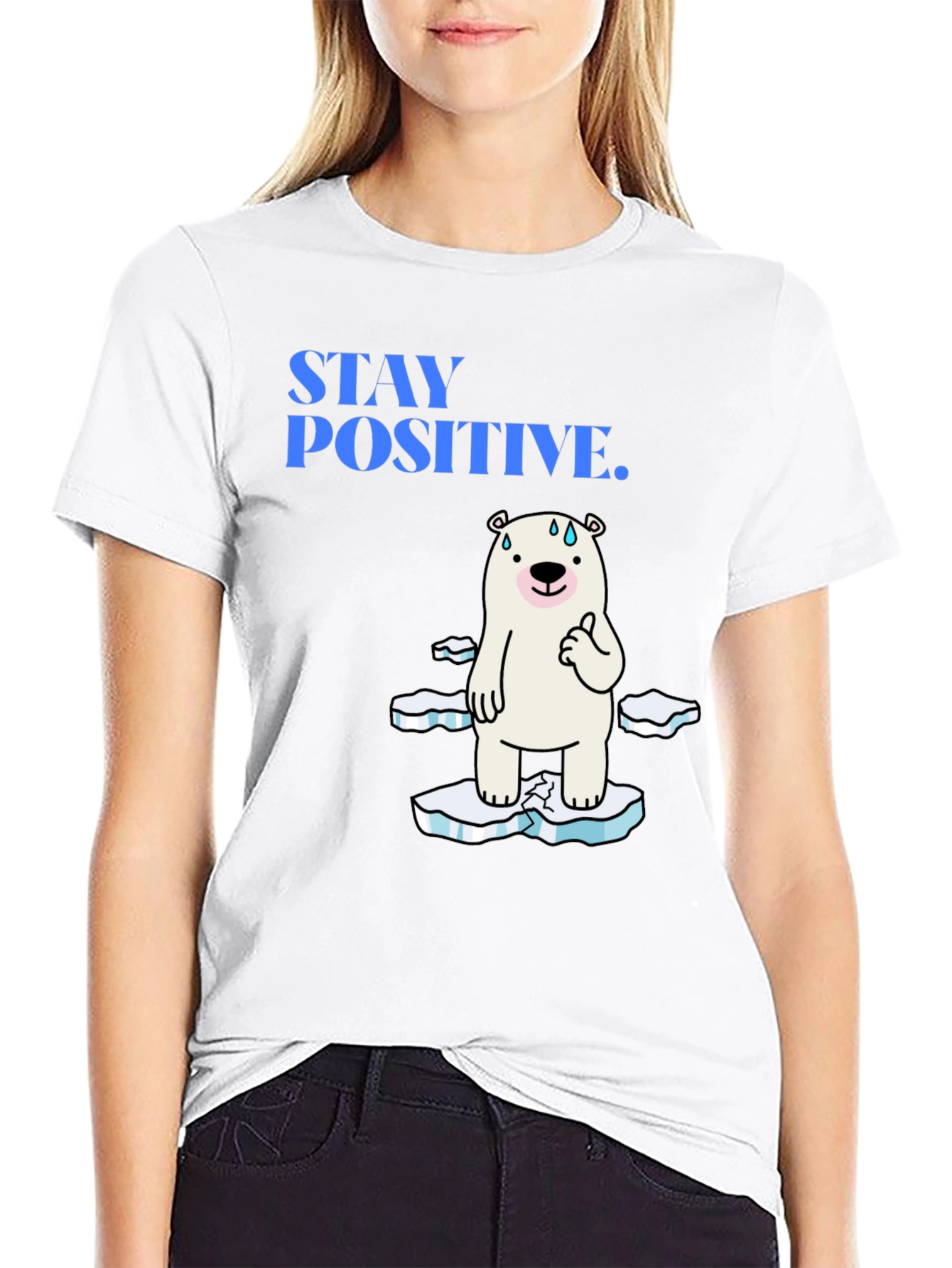 Camiseta Negra Stay Positive Oso Polar