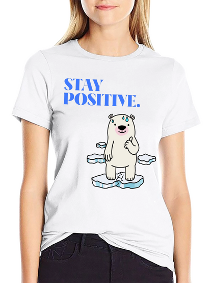 Camiseta Negra Stay Positive Oso Polar