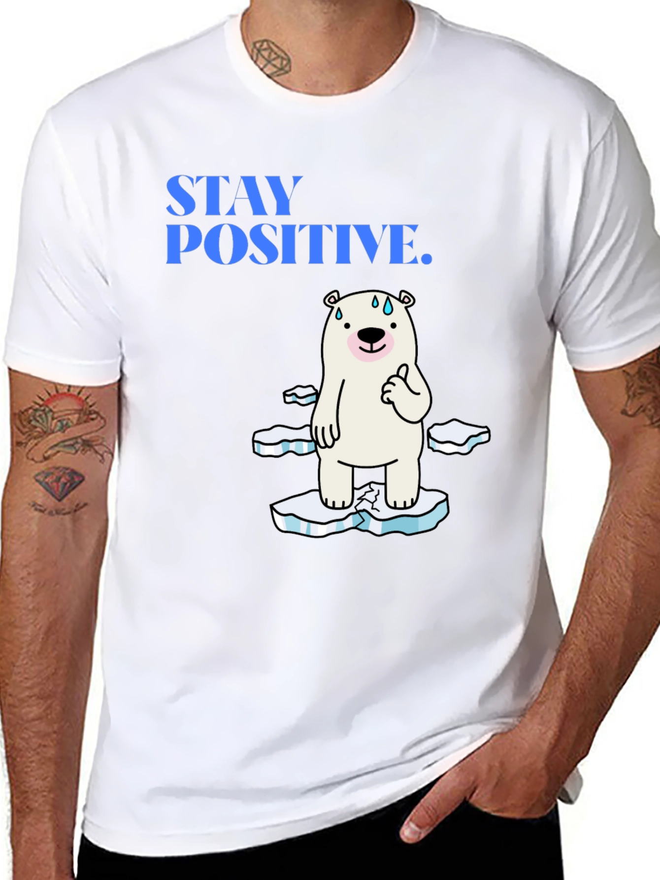 Camiseta Negra Stay Positive Oso Polar