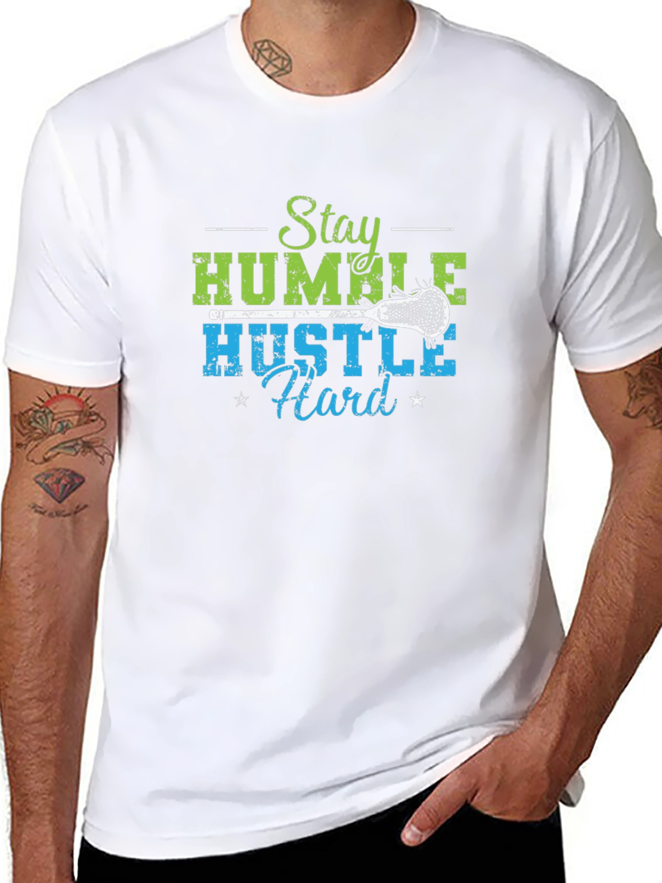 Camiseta Negra Stay Humble Hustle Hard Lacrosse