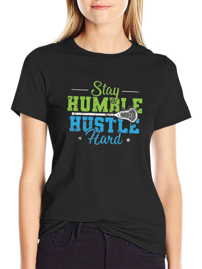 Camiseta Negra Stay Humble Hustle Hard Lacrosse