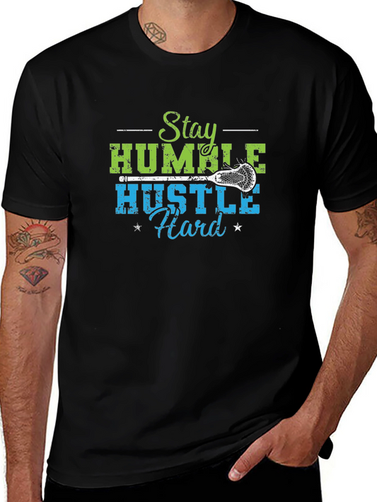 Camiseta Negra Stay Humble Hustle Hard Lacrosse
