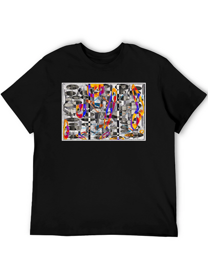 Camiseta Negra con Diseño Abstracto Moderno