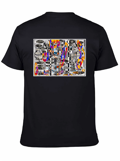 Camiseta Negra con Diseño Abstracto Moderno
