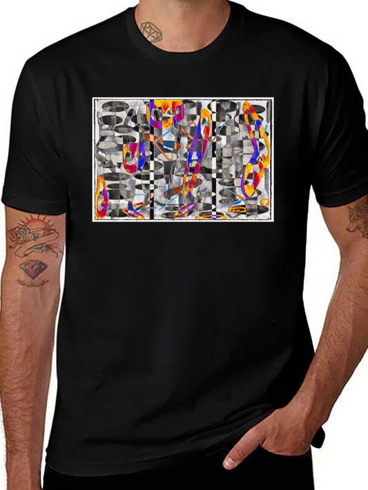 Camiseta Negra con Diseño Abstracto Moderno