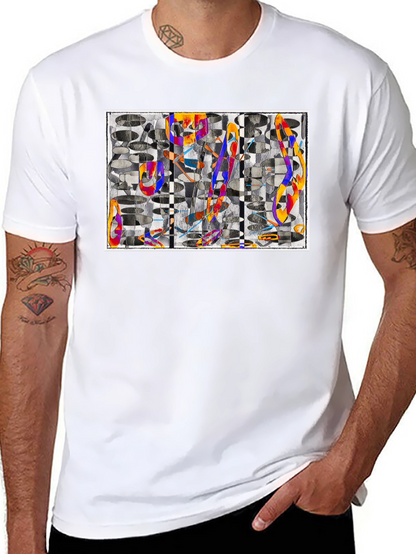 Camiseta Negra con Diseño Abstracto Moderno