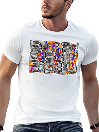 Camiseta Negra con Diseño Abstracto Moderno