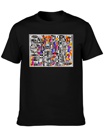 Camiseta Negra con Diseño Abstracto Moderno