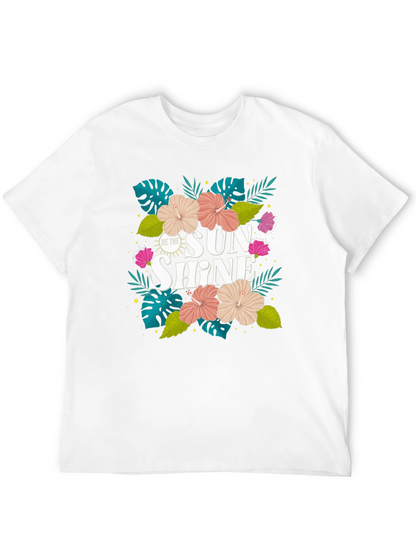 Camiseta Negra con Diseño Floral Tropical
