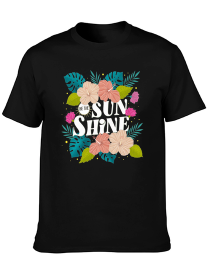 Camiseta Negra con Diseño Floral Tropical