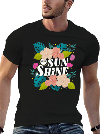 Camiseta Negra con Diseño Floral Tropical