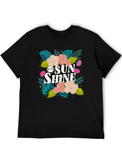 Camiseta Negra con Diseño Floral Tropical