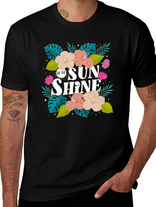 Camiseta Negra con Diseño Floral Tropical