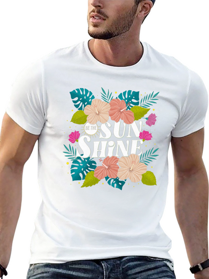 Camiseta Negra con Diseño Floral Tropical