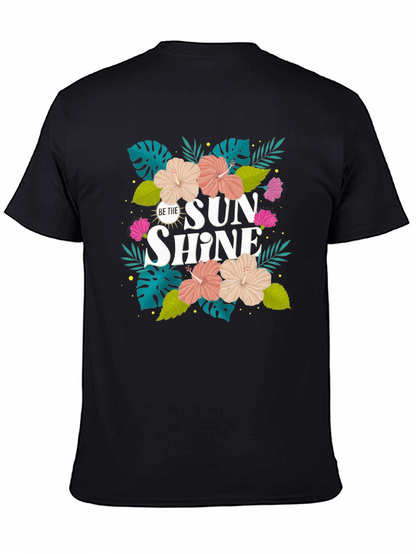 Camiseta Negra con Diseño Floral Tropical