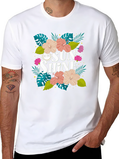 Camiseta Negra con Diseño Floral Tropical
