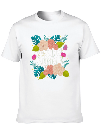 Camiseta Negra con Diseño Floral Tropical