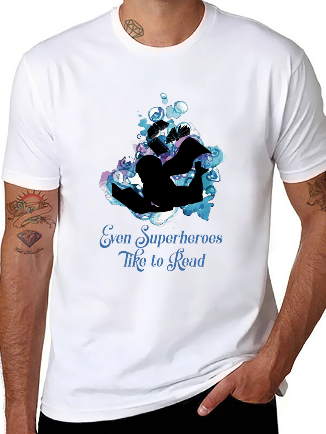 Camiseta Negra: Superhéroes Aman Leer