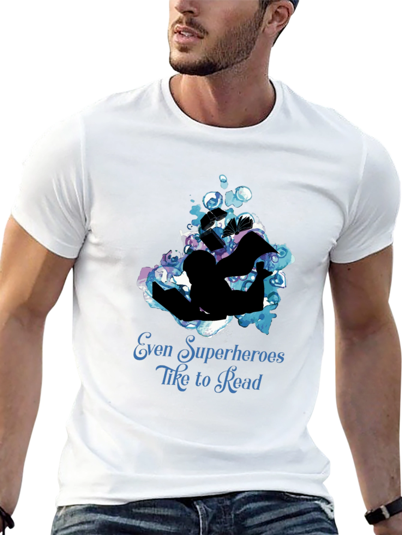 Camiseta Negra: Superhéroes Aman Leer