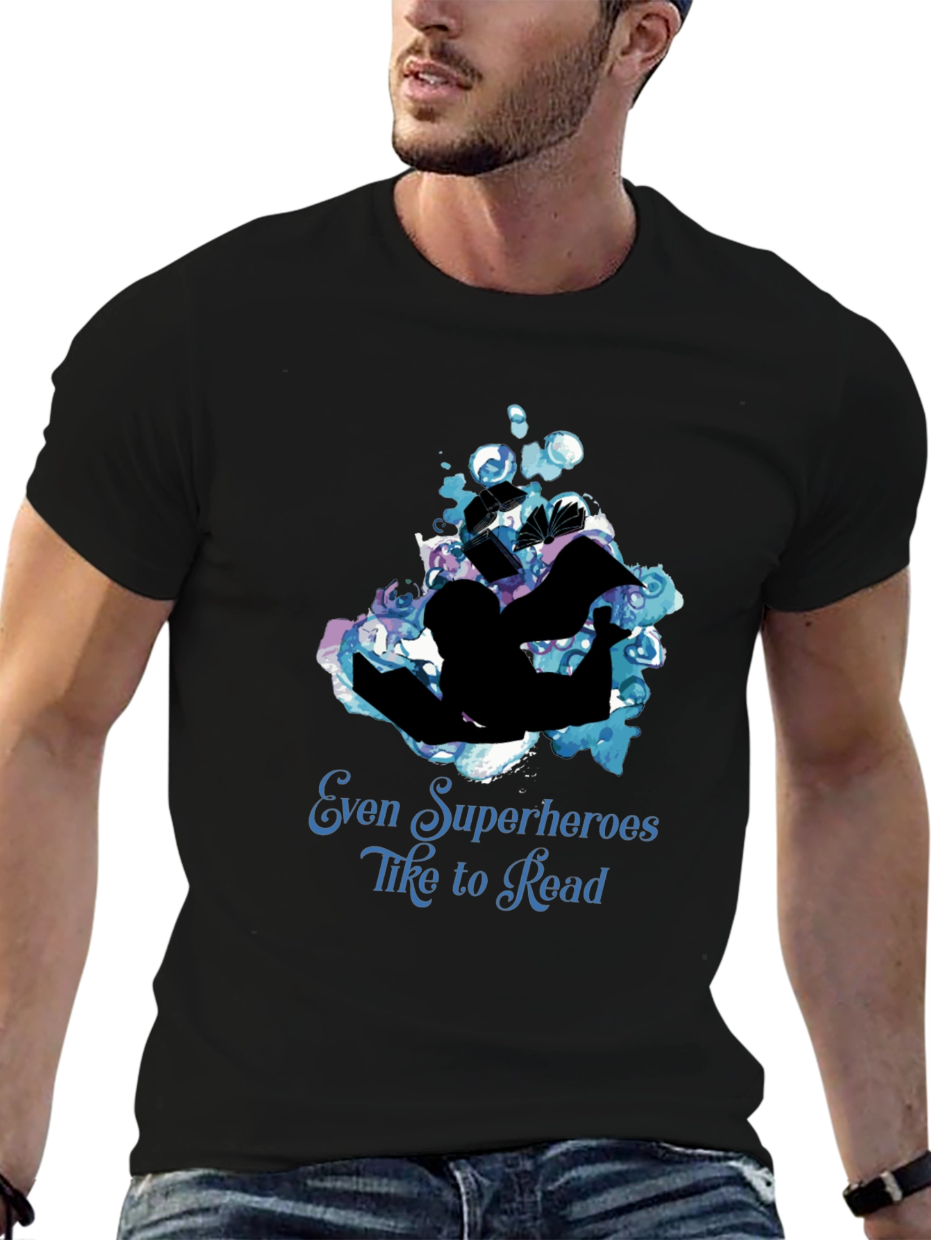 Camiseta Negra: Superhéroes Aman Leer