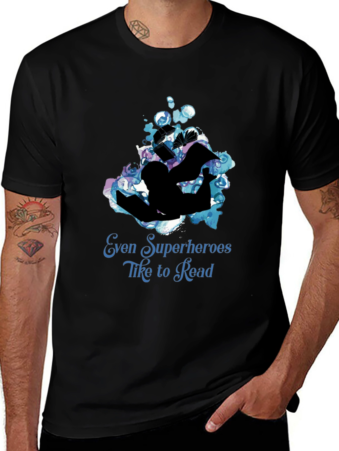 Camiseta Negra: Superhéroes Aman Leer
