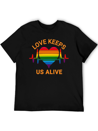 Camiseta Negra LGBT El Amor Nos Mantiene Vivos