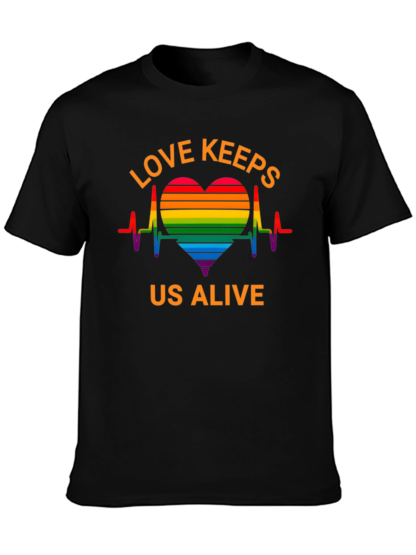 Camiseta Negra LGBT El Amor Nos Mantiene Vivos