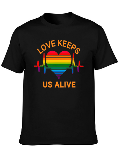 Camiseta Negra LGBT El Amor Nos Mantiene Vivos