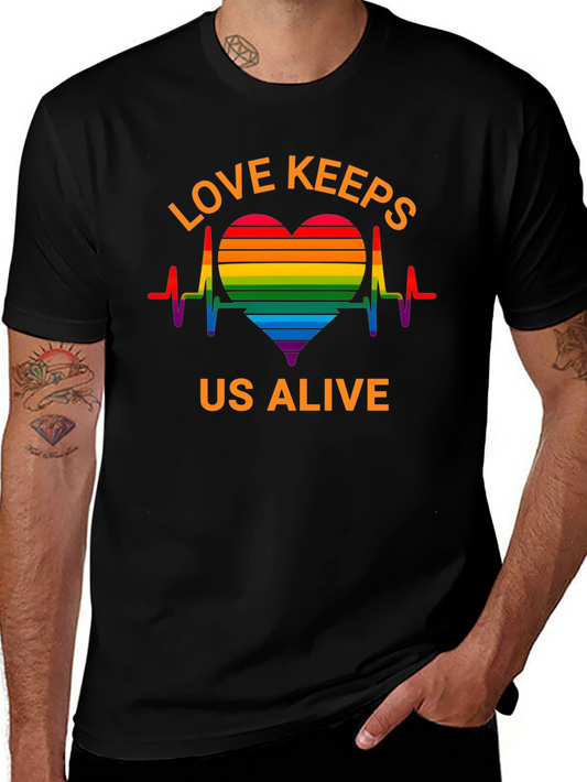 Camiseta Negra LGBT El Amor Nos Mantiene Vivos