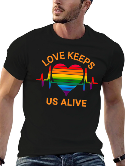 Camiseta Negra LGBT El Amor Nos Mantiene Vivos