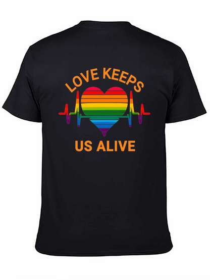 Camiseta Negra LGBT El Amor Nos Mantiene Vivos