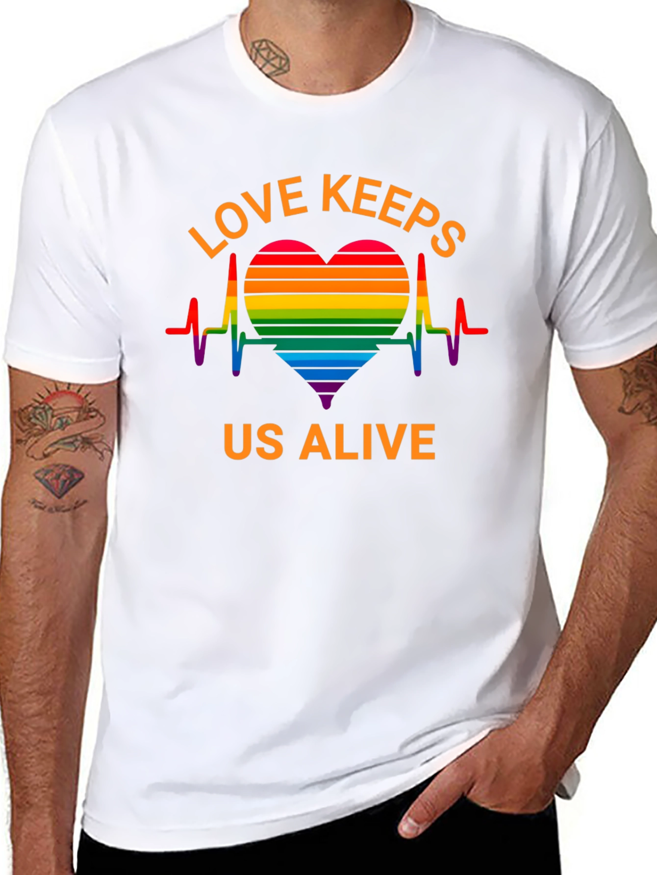Camiseta Negra LGBT El Amor Nos Mantiene Vivos