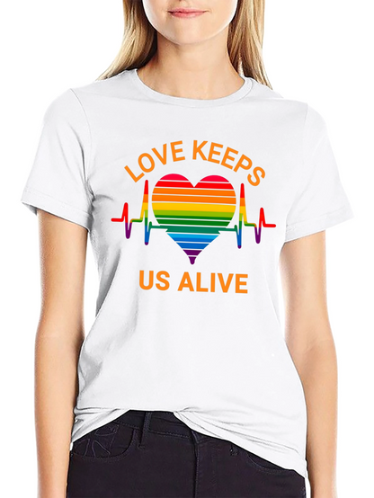 Camiseta Negra LGBT El Amor Nos Mantiene Vivos