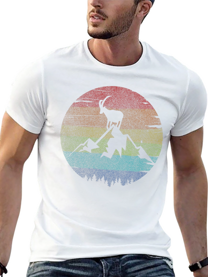 Camiseta Negra con Diseño de Cabra Montañera Retro