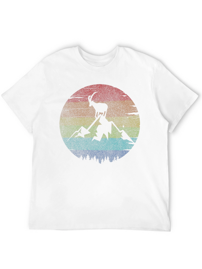 Camiseta Negra con Diseño de Cabra Montañera Retro