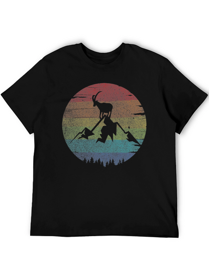 Camiseta Negra con Diseño de Cabra Montañera Retro