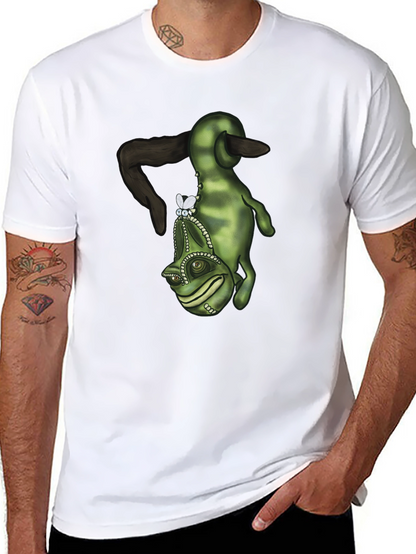 Camiseta Negra con Diseño de Camaleón Divertido